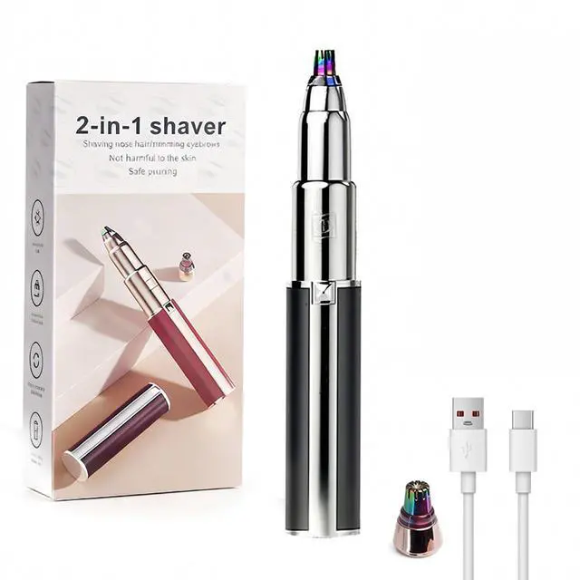 Main image of Womens Eyebrow Trimmer Rechargeable Upgraded 2-in-1 Portable Electric Eyebrow Trimmer & Nose Hair Remover Black Waterproof Eye Brow Razors Electric with USB Charging
