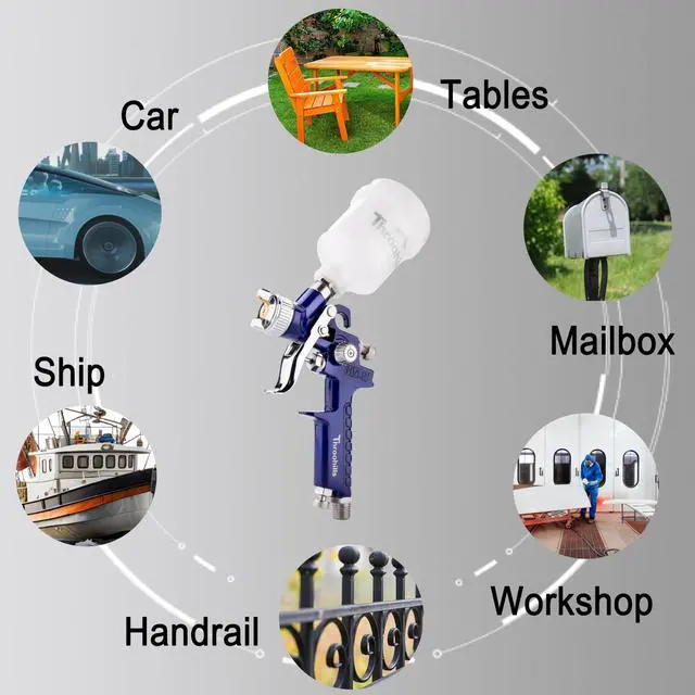 Alt view image 6 of 6 - General Purpose Touch Up Spray Gun Air Paint Sprayer with 0.8mm Nozzle 125cc Cup and 6Pcs Paint Strainers