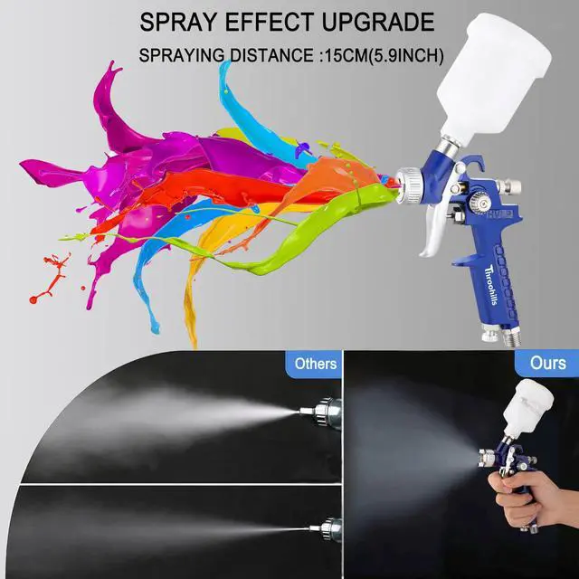 Alt view image 5 of 6 - General Purpose Touch Up Spray Gun Air Paint Sprayer with 0.8mm Nozzle 125cc Cup and 6Pcs Paint Strainers