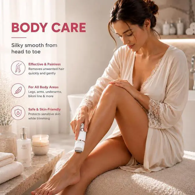 Alt view image 4 of 7 - 7-in-1 Electric Shaver for Women,Bikini Trimmer for Women, Waterproof & USB Rechargeable with Body Hair Trimmer,Eyebrow Trimmer, Nose Hair Clipper,Callus Remover &Facial Cleansing Brush,Gifts for Lady