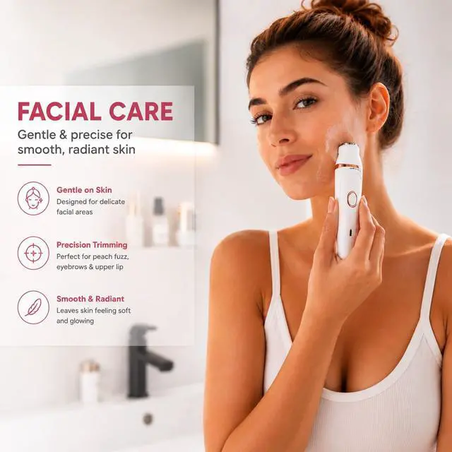 Alt view image 5 of 7 - 7-in-1 Electric Shaver for Women,Bikini Trimmer for Women, Waterproof & USB Rechargeable with Body Hair Trimmer,Eyebrow Trimmer, Nose Hair Clipper,Callus Remover &Facial Cleansing Brush,Gifts for Lady