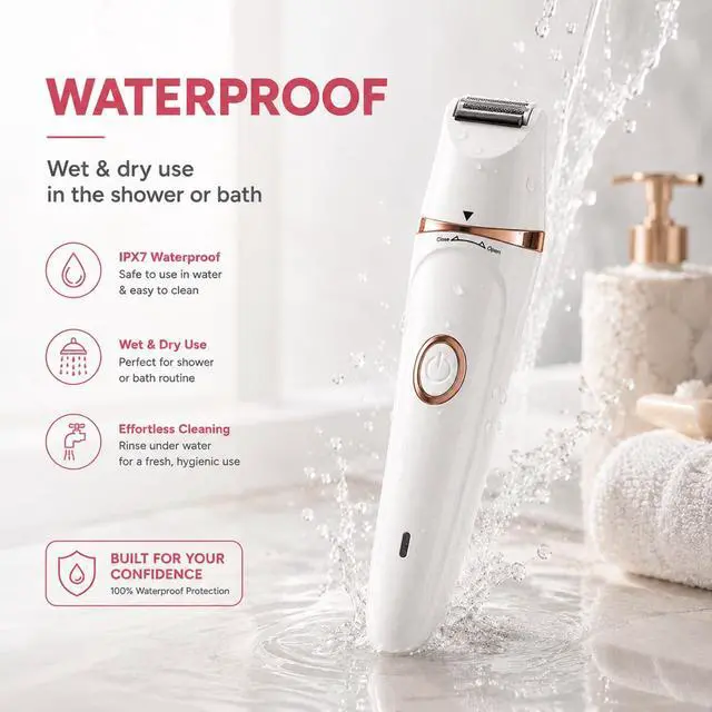 Alt view image 6 of 7 - 7-in-1 Electric Shaver for Women,Bikini Trimmer for Women, Waterproof & USB Rechargeable with Body Hair Trimmer,Eyebrow Trimmer, Nose Hair Clipper,Callus Remover &Facial Cleansing Brush,Gifts for Lady