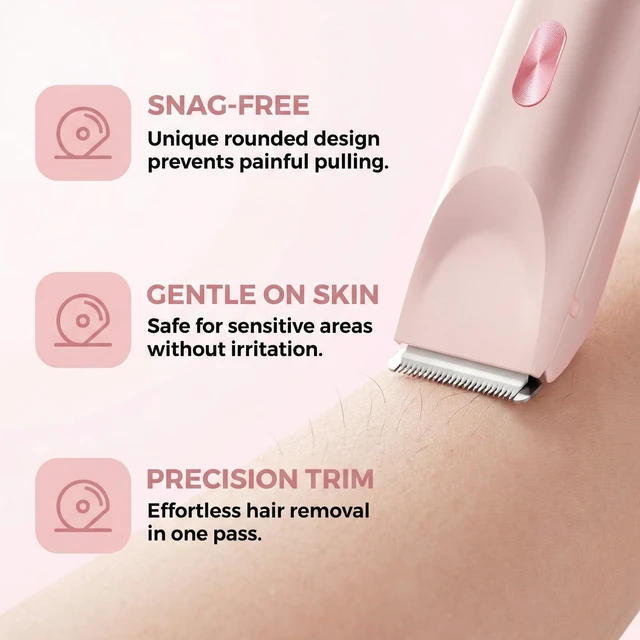 Alt view image 4 of 7 - Bikini Shaver - Cordless Electric Wet & Dry Dual-Head Shaver, Washable, Ceramic Blades, USB Rechargeable, Travel Portable Design (Pink)