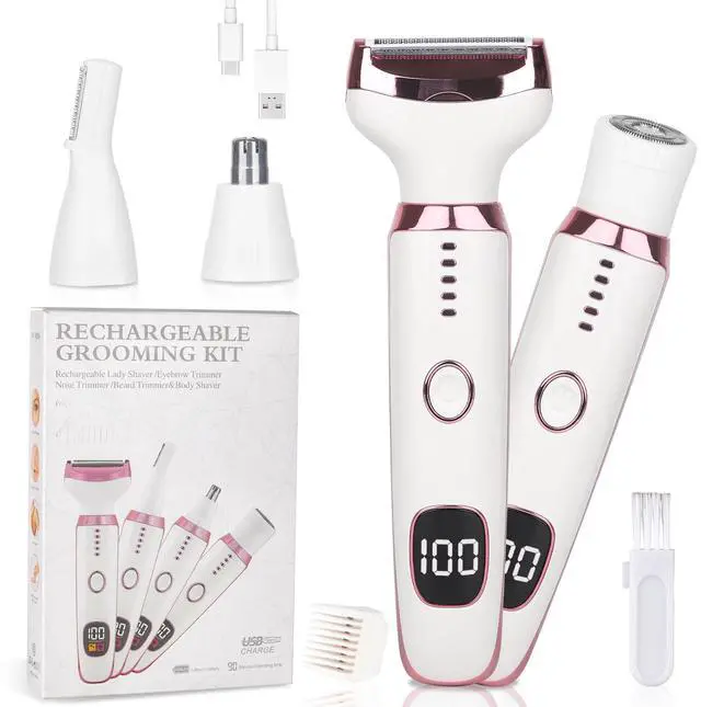Main image of Electric Razor for Women Men with LED Display,4 in 1 Ladies Wet & Dry Body Razors and Facial Hair Remover, Rechargeable Hair Removal Kit for Nose Face Body Leg Bikini Arm Hair (Multicolor)