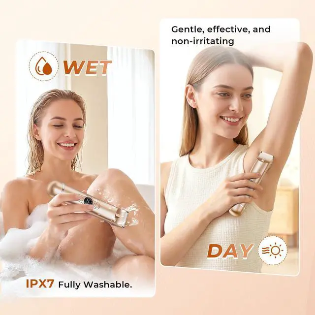 Alt view image 4 of 7 - Bikini Trimmer for Women, 4 in 1 Electric Razors for Women - Dual Head, Wet & Dry Use Pubic Body Hair Trimmer Electric Shavers, Rechargeable Womens Facial Razors for Legs, Nose, Armpits, Bikini Area