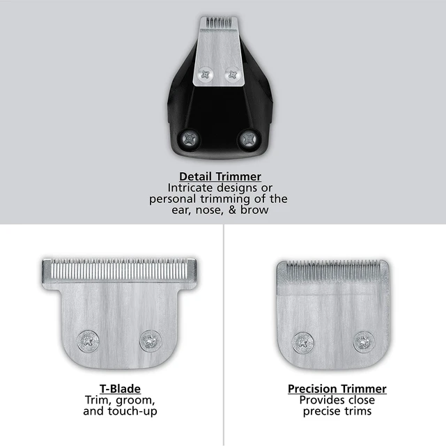 Alt view image 2 of 6 - Corded Detailer Trimmer Kit for Mens Grooming | For Trimming Beard, Mustache, Stubble, Ear, Nose, & Body Hair - 3 Grooming Heads Model 9686