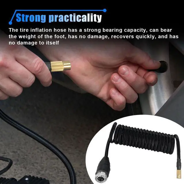 Alt view image 4 of 6 - 9.84ft Car Air Pump Extend Hose, PS20 Female Plug Air Compressor Hose, Rubber Tire Inflator Extension Tube, Deformation Resistant Tire Pump Hose for Car Motorcycle American Tire Nozzle