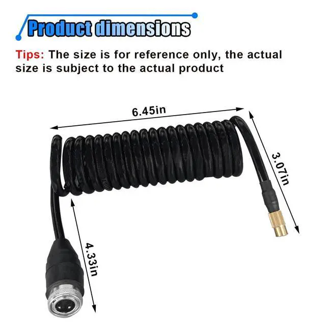 Alt view image 2 of 6 - 9.84ft Car Air Pump Extend Hose, PS20 Female Plug Air Compressor Hose, Rubber Tire Inflator Extension Tube, Deformation Resistant Tire Pump Hose for Car Motorcycle American Tire Nozzle