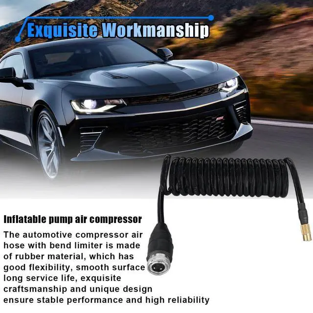 Alt view image 5 of 6 - 9.84ft Car Air Pump Extend Hose, PS20 Female Plug Air Compressor Hose, Rubber Tire Inflator Extension Tube, Deformation Resistant Tire Pump Hose for Car Motorcycle American Tire Nozzle
