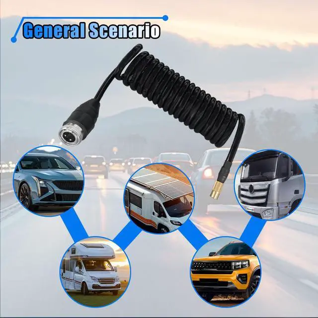 Alt view image 6 of 6 - 9.84ft Car Air Pump Extend Hose, PS20 Female Plug Air Compressor Hose, Rubber Tire Inflator Extension Tube, Deformation Resistant Tire Pump Hose for Car Motorcycle American Tire Nozzle