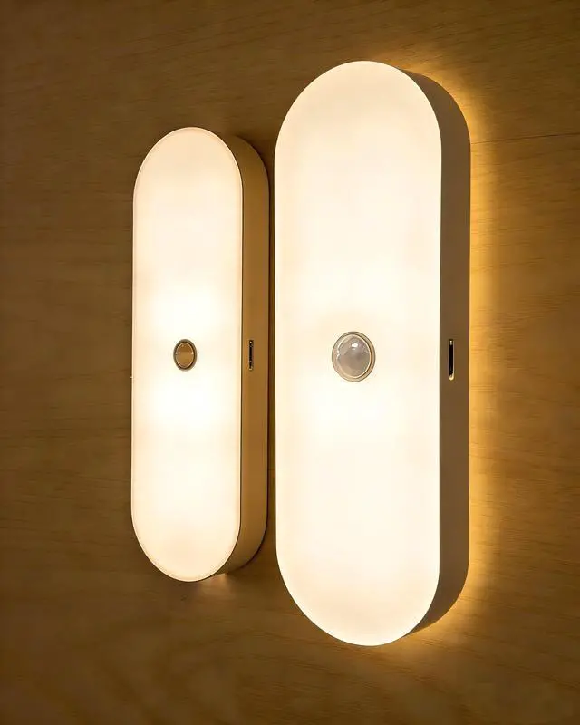 Main image of Rechargeable Night Light with Motion Sensor Battery 2 Pack- Portable Mini Stick-on Stick-on Warm White LED - for Bathroom, Bedroom, Kitchen, Cabinet, Stairs, Hallway