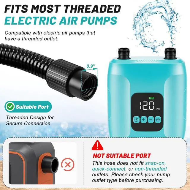 Alt view image 2 of 6 - Paddle Board Pump Adapter Hose, 3.5Ft SUP Air Pump Hose with 7 Air Valve Nozzles, Paddle Board Accessories Replacement Parts for Electric Sup Pump, Inflatable Paddleboard, Rafts, Kayak, Pool