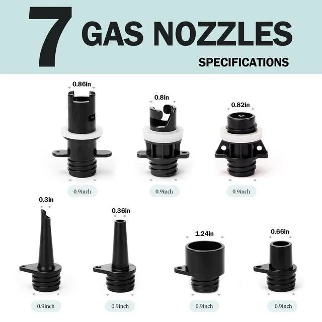 Alt view image 3 of 7 - Paddle Board Pump Adapter Hose, Universal Sup Pump Adaptor Hose with 7 Air Valve Nozzles Fits for Most Sup Pump, Swivel Threaded Connector, Inner Diameter 0.9inch