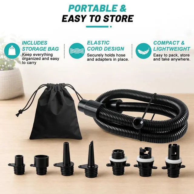 Alt view image 6 of 6 - Paddle Board Pump Adapter Hose, 3.5Ft SUP Air Pump Hose with 7 Air Valve Nozzles, Paddle Board Accessories Replacement Parts for Electric Sup Pump, Inflatable Paddleboard, Rafts, Kayak, Pool
