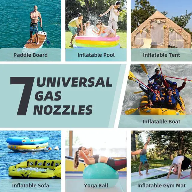 Alt view image 6 of 7 - Paddle Board Pump Adapter Hose, Universal Sup Pump Adaptor Hose with 7 Air Valve Nozzles Fits for Most Sup Pump, Swivel Threaded Connector, Inner Diameter 0.9inch