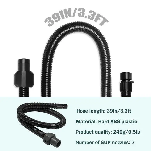 Alt view image 4 of 7 - Paddle Board Pump Adapter Hose, Universal Sup Pump Adaptor Hose with 7 Air Valve Nozzles Fits for Most Sup Pump, Swivel Threaded Connector, Inner Diameter 0.9inch