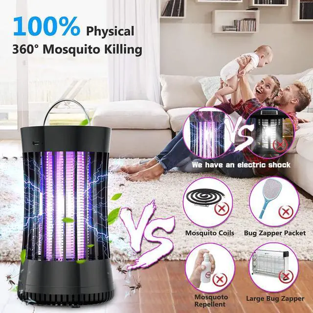 Alt view image 3 of 7 - Portable USB Electronic Rechargeable Mosquito Killer Lamp/Bug Zapper for Summer Trip,Outdoor Camping,Patio,Home and Garden,Trap Indoor,Moth Trap/Bug Killer/Mosquito Killer Light(Black)