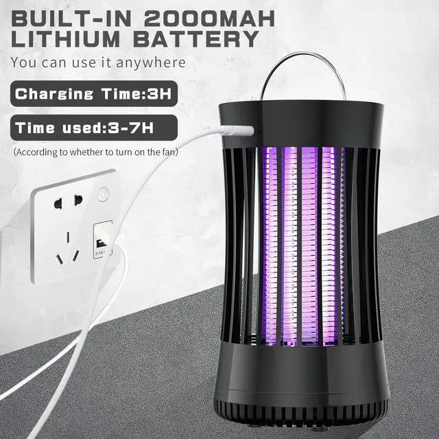 Alt view image 6 of 7 - Portable USB Electronic Rechargeable Mosquito Killer Lamp/Bug Zapper for Summer Trip,Outdoor Camping,Patio,Home and Garden,Trap Indoor,Moth Trap/Bug Killer/Mosquito Killer Light(Black)