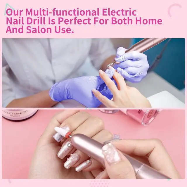 Alt view image 6 of 7 - Electric Nail Drill: 20000RPM Pro Portable Efile Nail Drill Machine Professional Nail File Complete Drill Bits for Remove Acrylic Nails Manicure & Toenails Nail Care Home Salon DIY Nail Art