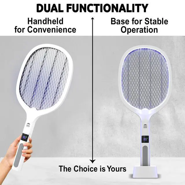 Alt view image 5 of 7 - 2 in 1 Electric Bug Zapper, Mosquitoes Trap Lamp & Racket, USB Rechargeable Electric Fly Swatter for Home and Outdoor Powerful Grid 3-Layer Safety Mesh Safe to Touch