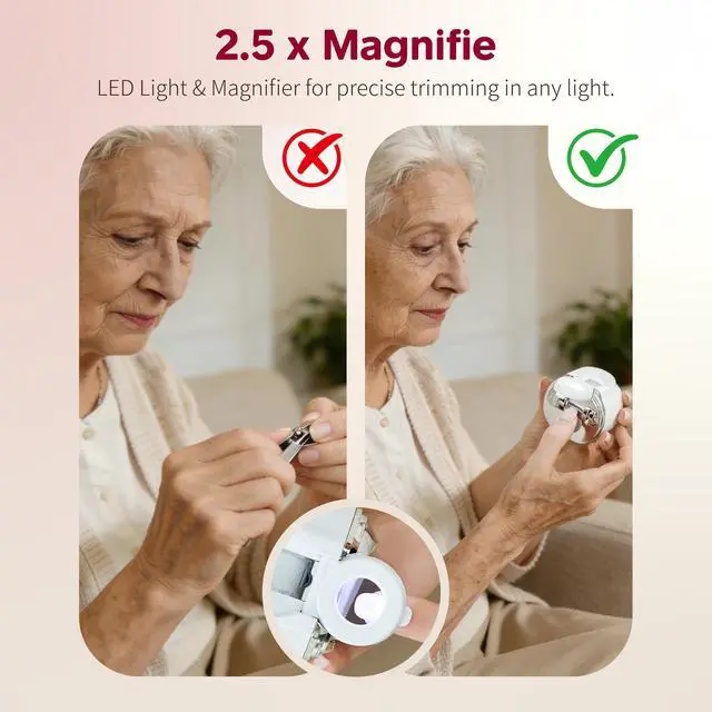 Alt view image 3 of 7 - Electric Nail Clippers for Seniors, Automatic Nail Clipper & Trimmer for Thick Toenails, LED Light & Magnifier, 3 Speeds, Dual Blades, Replaceable File Heads, USB-C Rechargeable, Clipping Catcher