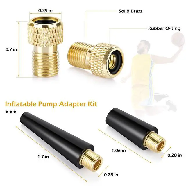 Alt view image 3 of 7 - Ball Pump Needles, Unbreakable Air Pump Needles Compatible with Hand and Electric Pump, Sports Ball Air Pump Needles, Tire Valve Caps, Presta to Schrader Valve Adapters, Balloon Inflation Nozzles Kit