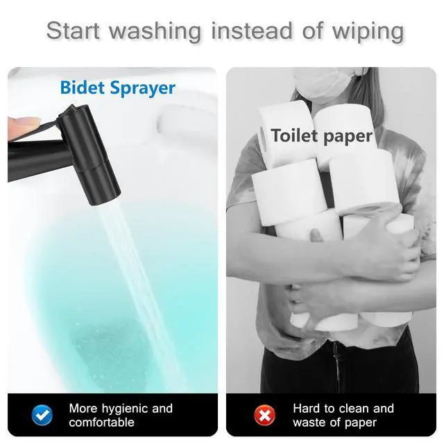 Alt view image 4 of 6 - Matte Black Bidet Sprayer Head Only, Stainless Steel Handheld Toilet Sprayer Replacement with G1/2 Connector, Adjustable Pressure for Cloth Diaper, Pet Shower, Bathroom Cleaning