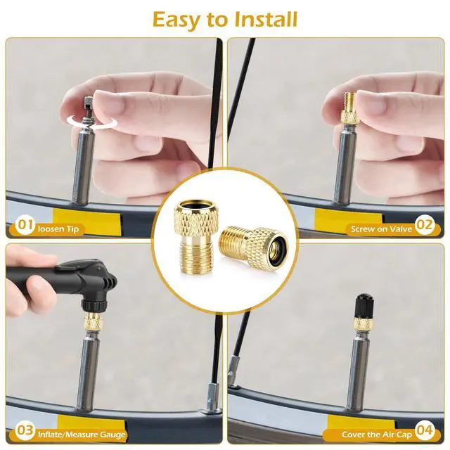 Alt view image 6 of 7 - Ball Pump Needles, Unbreakable Air Pump Needles Compatible with Hand and Electric Pump, Sports Ball Air Pump Needles, Tire Valve Caps, Presta to Schrader Valve Adapters, Balloon Inflation Nozzles Kit
