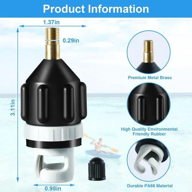 Alt view image 2 of 7 - 2Pcs Inflatable Boat SUP Pump Adapter, Premium Conventional Air Adapter, Sturdy SUP Air Adapter,Quickly Inflation and Strong Sealing Pump Adapter, for Inflatable Boat, Paddleboard and Kayak