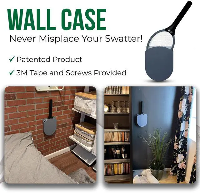 Alt view image 5 of 7 - Electric Fly Swatter Racket, Electric Mosquito Swatter, Bug Zapper Racket, Electric Fly Bat with Patented Wall Case, Gray, Black (1 Pack)