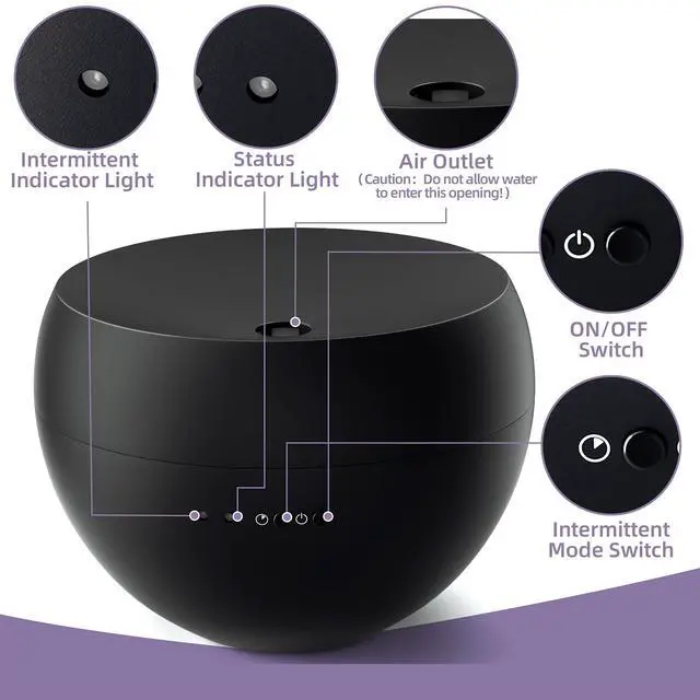 Alt view image 7 of 7 - Essential Oil Diffuser,Cool Mist Humidifier with 2 Modes, Auto-Off Function
