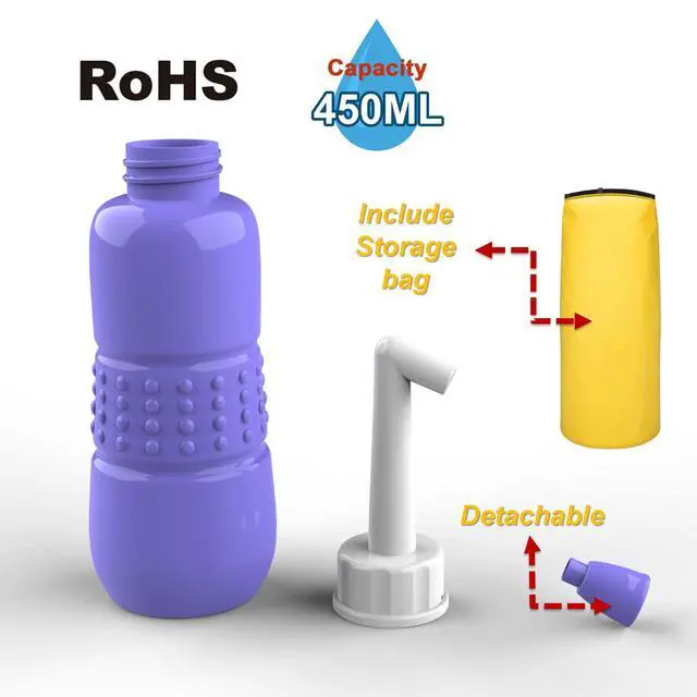 Alt view image 7 of 7 - 2 PCS Portable Bidet for Toilet, 450ml 15oz Handheld Travel Bidet, High Pressure Leakproof Personal Hygiene Bottle, Postpartum Perineal Cleaner for Women, Outdoor, Camping, Travel, Driver, Home Use