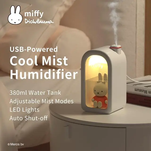 Alt view image 2 of 6 - X Miffy Cool Mist Humidifier - Ultrasonic Quiet, Mini Cute Humidifier with Night Light, 380ml Humidifiers for Bedroom/Babies Nursery/Office