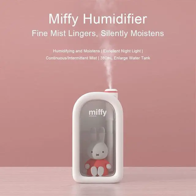 Alt view image 3 of 6 - X Miffy Cool Mist Humidifier - Ultrasonic Quiet, Mini Cute Humidifier with Night Light, 380ml Humidifiers for Bedroom/Babies Nursery/Office