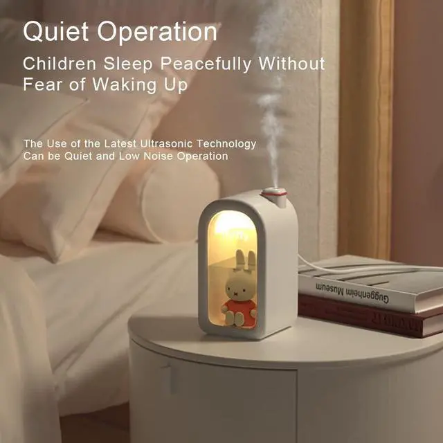 Alt view image 5 of 6 - X Miffy Cool Mist Humidifier - Ultrasonic Quiet, Mini Cute Humidifier with Night Light, 380ml Humidifiers for Bedroom/Babies Nursery/Office