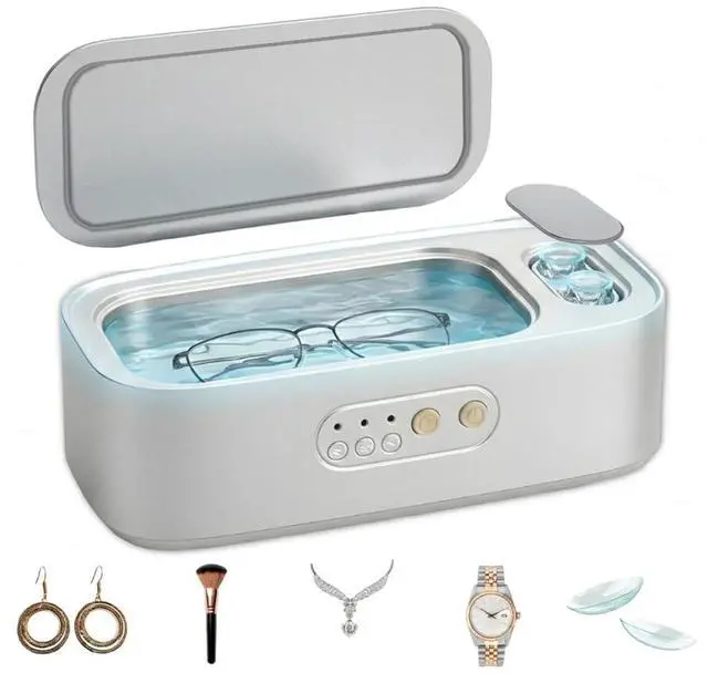 Main image of Ultrasonic Jewelry Cleaner 48KHz Mini Sonic Cleaning Machine for Glasses, Diamonds & Watches Portable Electric Jewelry Cleaner with 3-Speed Control & Contact Lens Case