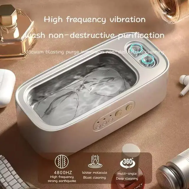 Alt view image 5 of 7 - Ultrasonic Jewelry Cleaner 48KHz Mini Sonic Cleaning Machine for Glasses, Diamonds & Watches Portable Electric Jewelry Cleaner with 3-Speed Control & Contact Lens Case