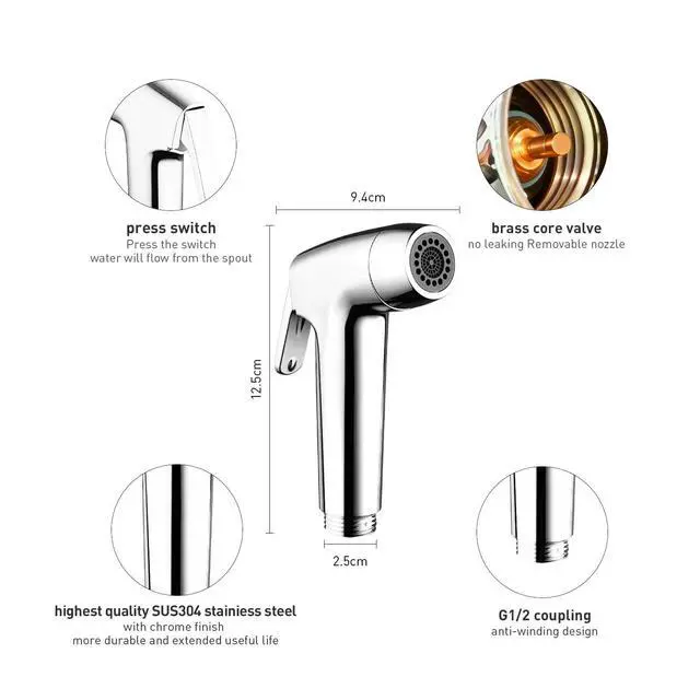 Alt view image 2 of 7 - Handheld Toilet Bidet Sprayer for Toilet-Adjustable Water Pressure Control with Bidet Hose for Feminine Wash, Jet Sprayer for Toilet Muslim Shower, Bidet Faucet Cloth Diaper for Baby Wash