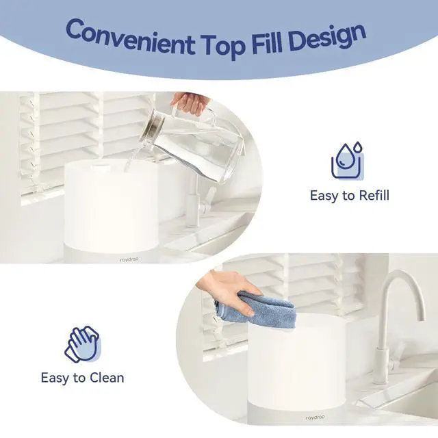 Alt view image 5 of 7 - Humidifiers for Bedroom, 3.0L Cool Mist Humidifiers for Large Room & Home, Top Fill Air Humidifier for Baby Nursery & Plants, Essential Oil Diffuser with Color Lights, Timer, Auto Shut-Off