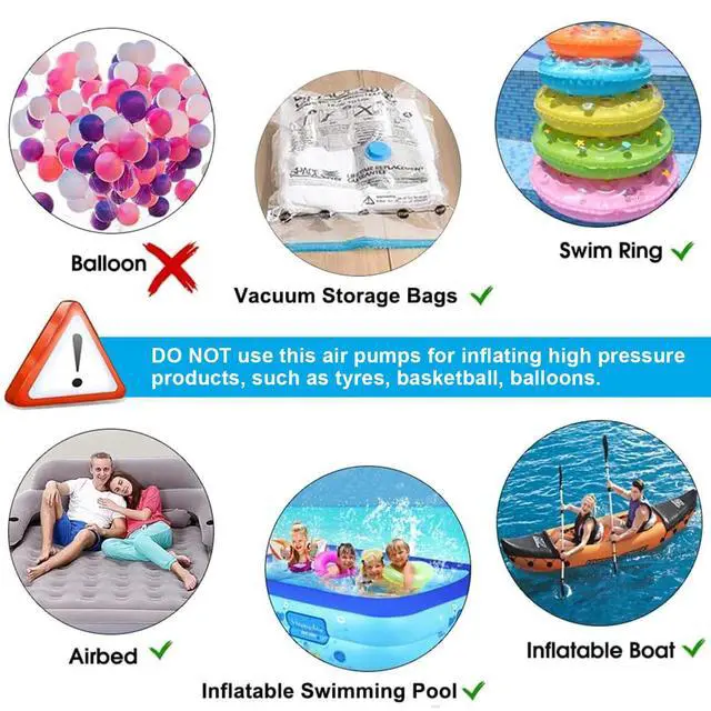 Alt view image 6 of 7 - Electric Air Pump, 110V AC/12V DC Portable Air Mattress Two-Way Universal Inflator Pump for Inflatables Pool, Airbeds, etc with 3 Nozzles and Storage Bag