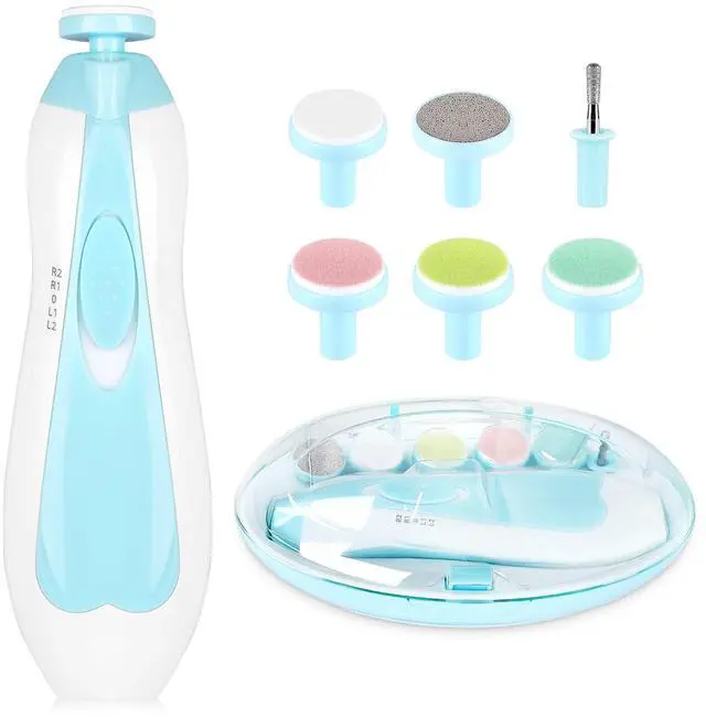 Main image of Electric Nail File Drill for Baby No Sharp Claws Hurt, 6 in 1 Safety Cutter Trimmer Clipper for Toes and Fingers (Blue)