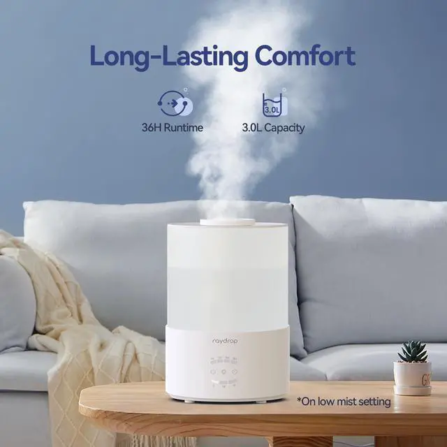 Alt view image 2 of 7 - Humidifiers for Bedroom, 3.0L Cool Mist Humidifiers for Large Room & Home, Top Fill Air Humidifier for Baby Nursery & Plants, Essential Oil Diffuser with Color Lights, Timer, Auto Shut-Off
