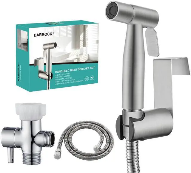 Main image of Handheld Bidet Sprayer for Toilet, Stainless Steel Metal Made Baby Cloth Diaper Spraying Kit, Bathroom Toilet Bidet Attachment Set for Bathing Pets and Feminine Hygiene, Brushed Nickel