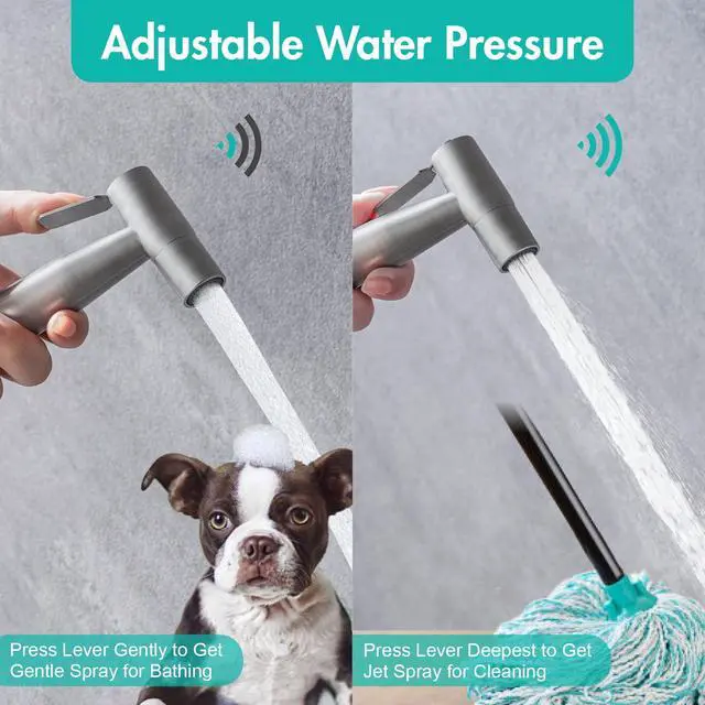 Alt view image 3 of 7 - Handheld Bidet Sprayer for Toilet, Stainless Steel Metal Made Baby Cloth Diaper Spraying Kit, Bathroom Toilet Bidet Attachment Set for Bathing Pets and Feminine Hygiene, Brushed Nickel