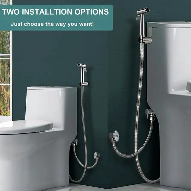 Alt view image 5 of 7 - Handheld Bidet Sprayer for Toilet,Premium SUS304 Stainless Steel Bathroom Bidet Sprayer Attachment Set with Anti-Leak Hose&High Pressure, Ideal for Feminine Wash, Cloth Diaper Cleaning&Muslim Shower