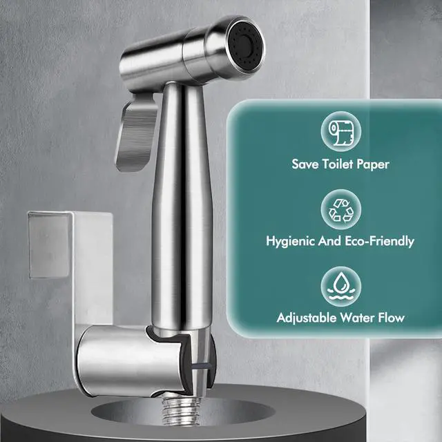 Alt view image 7 of 7 - Handheld Bidet Sprayer for Toilet,Premium SUS304 Stainless Steel Bathroom Bidet Sprayer Attachment Set with Anti-Leak Hose&High Pressure, Ideal for Feminine Wash, Cloth Diaper Cleaning&Muslim Shower