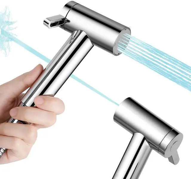 Main image of Handheld Bidet Sprayer for Toilet, Adjustable Water Pressure Control Rotary Switch with Bidet Hose, Exclusive Single Nozzle High Pressure Mode for Cleaning Stubborn Stains, Chrome-1