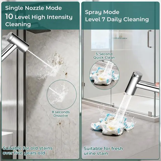 Alt view image 4 of 7 - Handheld Bidet Sprayer for Toilet, Adjustable Water Pressure Control Rotary Switch with Bidet Hose, Exclusive Single Nozzle High Pressure Mode for Cleaning Stubborn Stains, Chrome-1