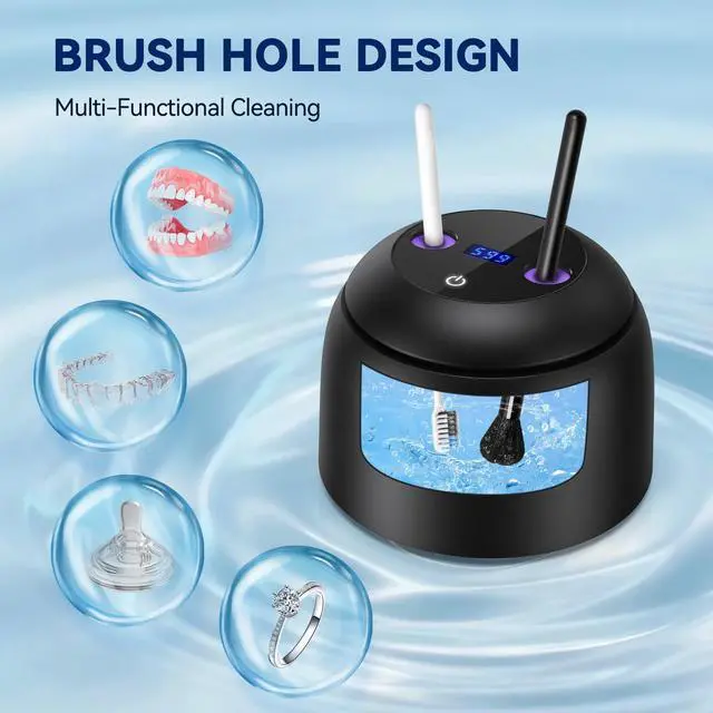 Alt view image 3 of 5 - Ultrasonic Retainer Cleaner Machine - 45±3kHz Frequency,with Digital Timer, Auto Lift Tray,UVC+UVA Lamp,IPX6 & SUS304 Tank,Dental Clean Pod for Denture,Aligner,Jewelry,Toothbrush