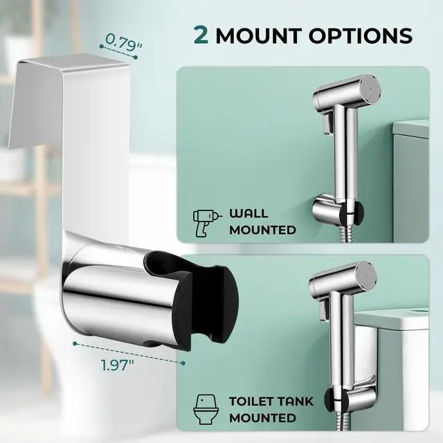 Alt view image 2 of 7 - Handheld Bidet Sprayer for Toilet, Adjustable Water Pressure Control Rotary Switch with Bidet Hose, Exclusive Single Nozzle High Pressure Mode for Cleaning Stubborn Stains, Chrome-1